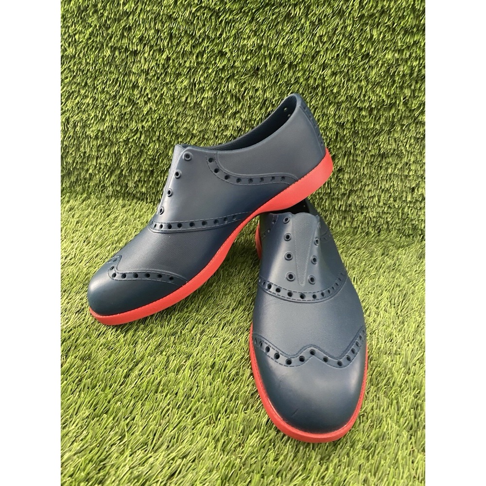 BIION Golf Oxford shoes 9 Navy Red Slip On Waterproof Breathable Lightweight